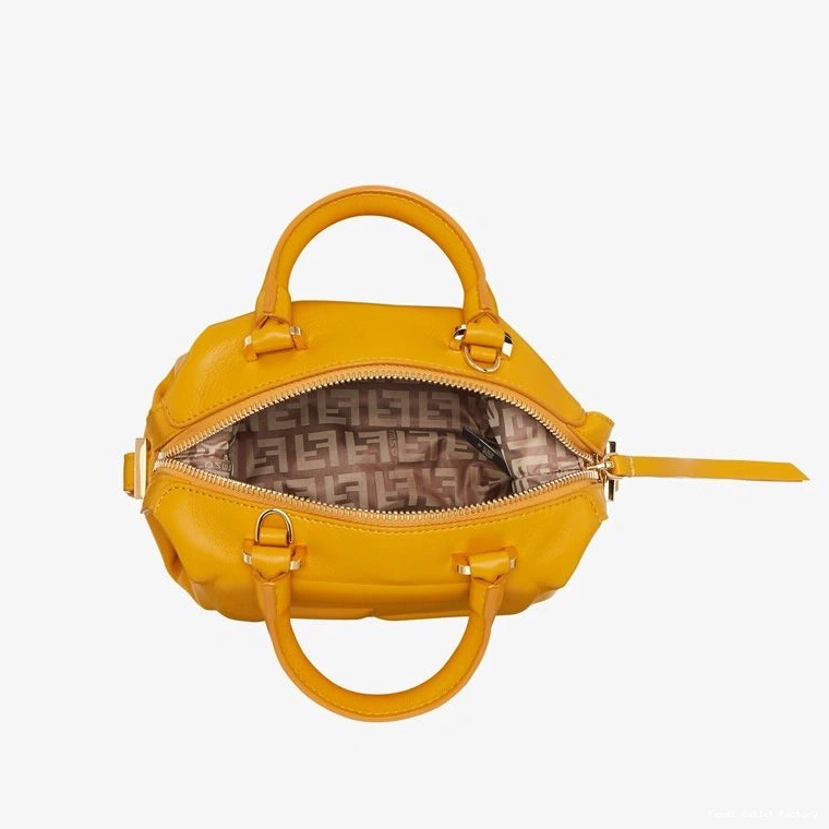 Cheap HOT Yellow FF Fendi Cube Bag In Leather Mini Nappa 0709